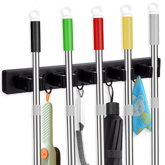 FunCee Broom Holder Wall Mount With 5 Slots & 4 | Home Organization - Image 1