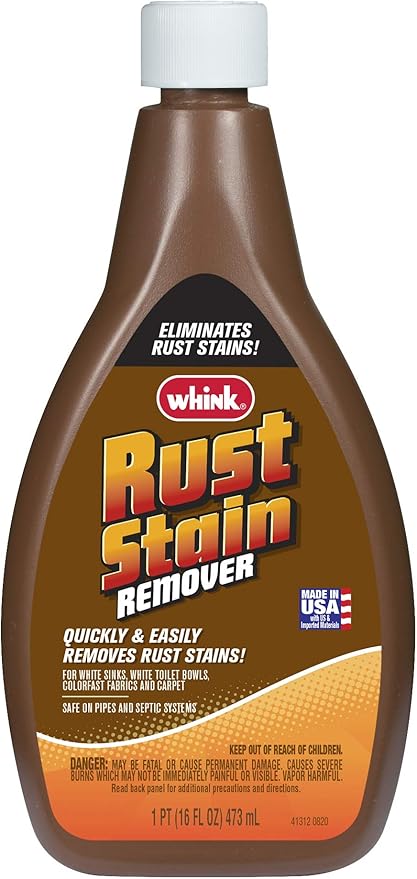Rust-Oleum Whink Rust Stain Remover | Heavy-Duty Iron Stain Remover for White Toilets & Sinks, Colorfast Fabric & Carpets | 16 oz