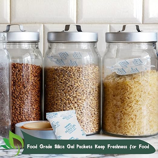 VacYaYa 2 Gram(500Packs) Food Grade Moisture Absorbers Silica Gel Packs Desiccant for Storage,Food Safe Dessicant Silica Gel Packets for Moisture Storage Control