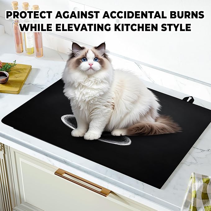 Stove Top Cover Flower Gas Stove Top Cover for Home Decoration Kitchen Pad Non-Stick Washable Cooktop Covers Countertop Protector Keep Stove Clean (Coffee, 28L"x20W")