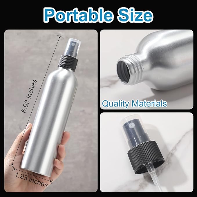Irenare 24 Pcs Small Spray Bottles Aluminum Fine Mist Spray Bottles Bulk Metal Essential Oil Storage for Perfume Toner Liquid Refillable Pump Vials Atomizer Containers for Room Travel(8 Oz)