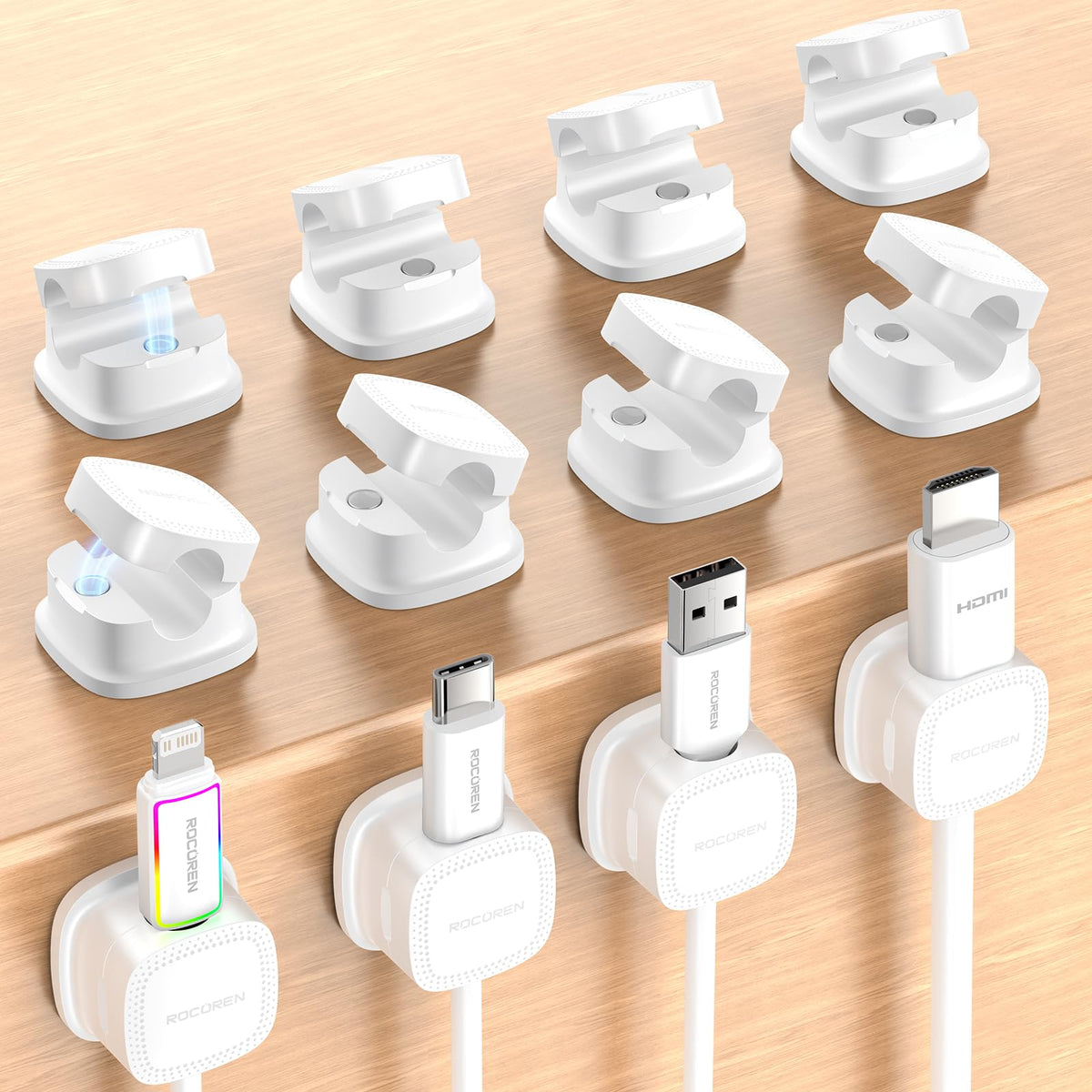 Rocoren 12‑Pack Magnetic Smooth Adjustable Cable Clips Cord - Image 2