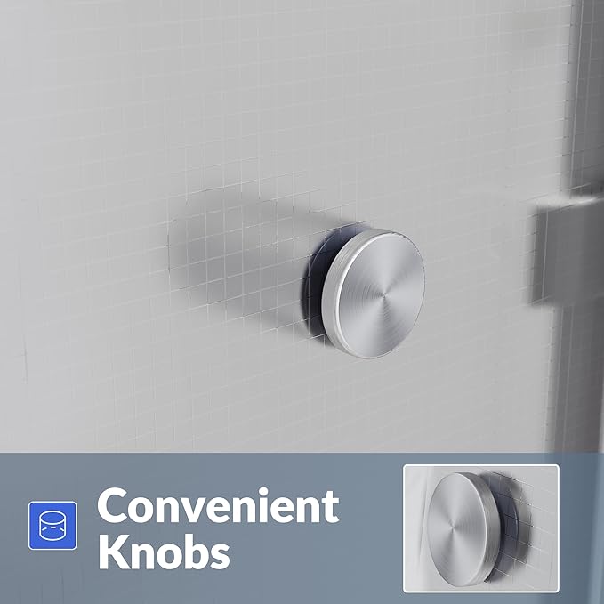 SUNNY SHOWER Double Sliding Shower Door Frosted Glass Shower Enclosure Sliding 60" W x 57.4" H Bathtub Door 1/4" Glass Panel, Brushed Nickel Finish