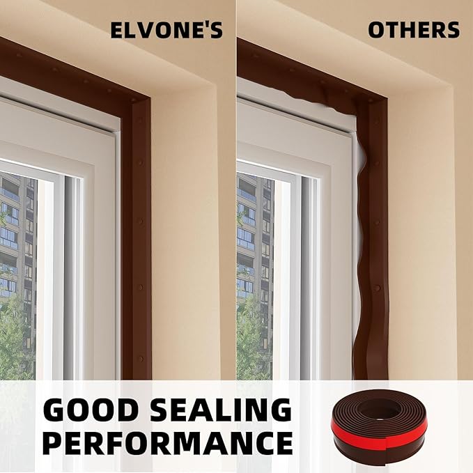 Garage Door Seal Top and Sides, 36 FT Universal TPE Weather Stripping Garage Door Trim Seal Weatherproofing Garage Door Seals with Nails and Lids in Brown