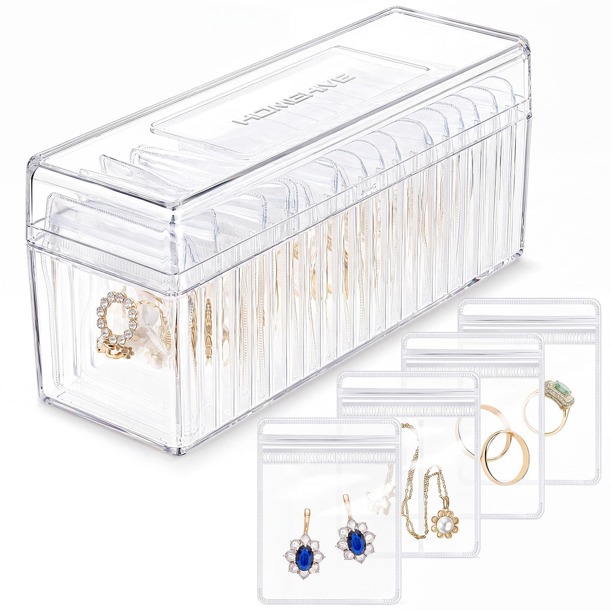 HOMEHIVE Acrylic Jewelry Box Organizer, Clear Jewelry - Image 1