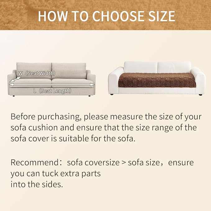 Waterproof Couch Cover for Dogs Washable,Fuzzy Pet Couch Covers for Sofa,Thick Soft Dog Mat Non-Slip Couch Covers for 3 Cushion Couch Sofa Pet Friendly (Brown, 35 * 95(1pc))