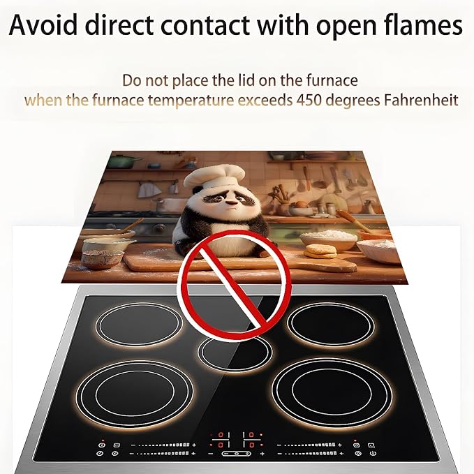 Stove Top Covers for Electric Stove, Waterproof Range Cover Mat, Scratch-Reducing Cooktop Protector, Easy-Care Counter Pad, 28.3 x 20.5 Inches, Panda Chef Kitchen Decor(Chef Panda)