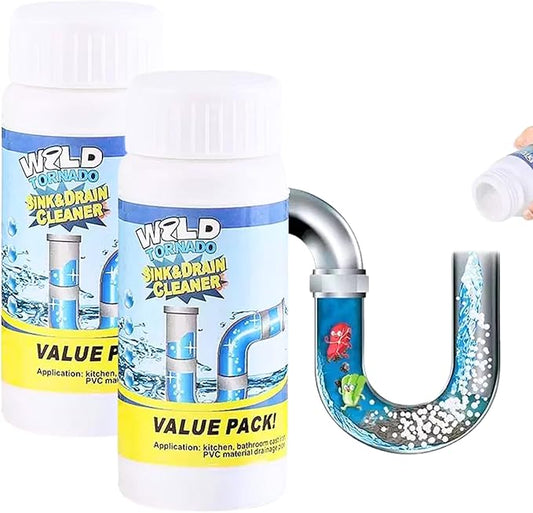 2Pcs Upgraded Wild Tornado Sink and Drain Cleaner, Pipe Dredge for Kitchen, Bathroom & Toilet, Super Cleaning Drain Foam Cleaner, Fast Foaming and Safe for All Types of Pipes