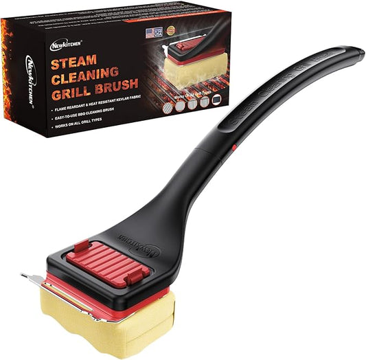 Grill Brush Bristle-Free Steam Cleaning, BBQ Brush Replaceable Heat-Resistant Kevlar Head with Grill Scraper Safe Barbecue Grill Cleaner