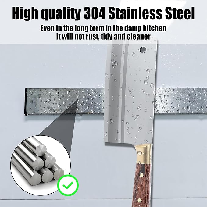 Magnetic Knife Holder for Wall, Knife Magnetic Strip for Fridge Mount Knife Rack Kitchen Utensil Holder Metal Tool Holder Knife Block Kitchen Organization, 20 Inch