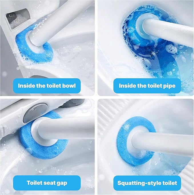 CiLoN 24pcs Disposable Toilet Brush Sponge Head Refills, 5-Layer Pre-Loaded Rich Foam Sponge Replacement. Scrub Heads For Disposal Toilet Brush Wand. Enough for 6 Month (24pcs Refill Heads-Value Pack)