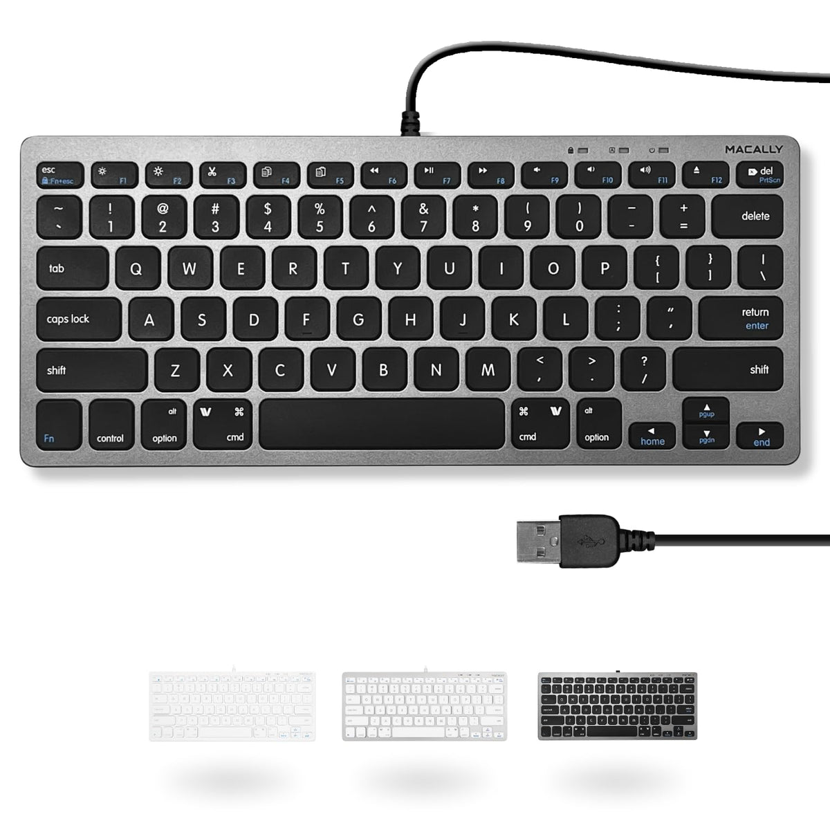 Macally Small USB Wired Keyboard for Mac and Windows - Image 1