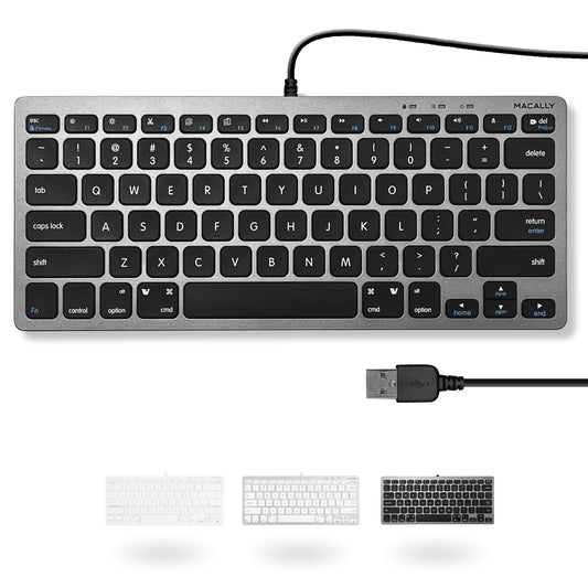 Macally Small USB Wired Keyboard for Mac and Windows - Image 1