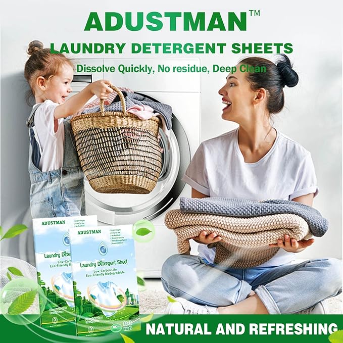 Laundry Detergent Sheets (Strips) 124 Loads 2 Pack Fresh Breeze Liquid-Less Technology