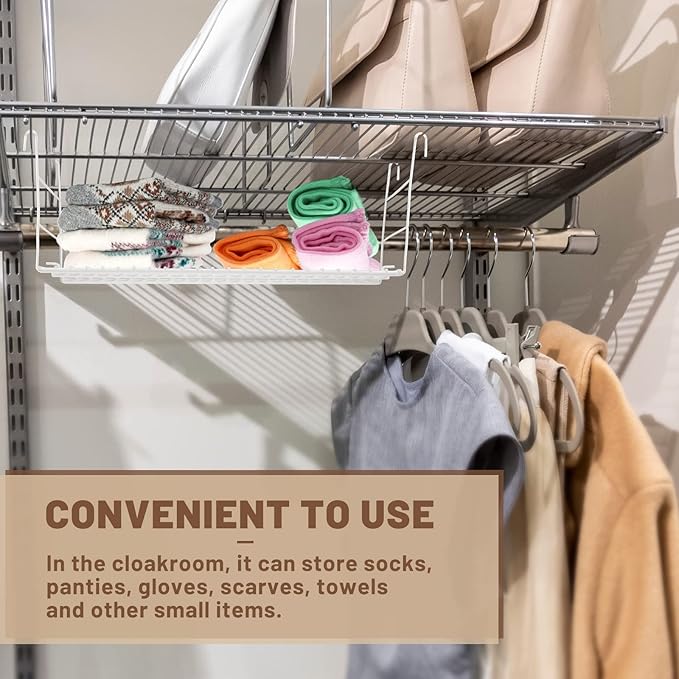 Amylove 4 Pieces 14.7 Inch Hanging Wire Shelf Organizer Closet Storage Shelves Hanging Wire Shelving Rack Accessories for Closet Pantry Storage Room Bathroom Organization, White