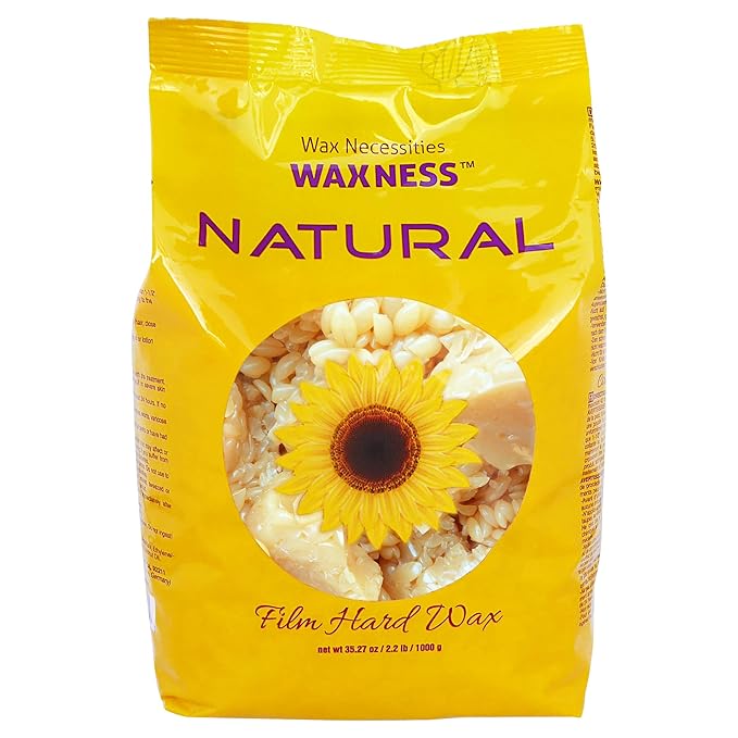 Waxness Film Hard Wax Beads Natural 2.2 lb (1 kg) – Stripless Professional Hard Wax for Face & Body, Smooth Application, Suitable for Sensitive Skin – Made in Italy