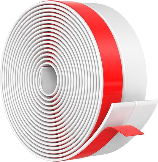 【2026 New Upgrade】 Wide Silicone Weather Stripping Door Seal with Strong Adhesive 1" x 25 ft, Draft Stopper for Garage, Shower & Sliding Doors - Gap & Under Door Protection, White