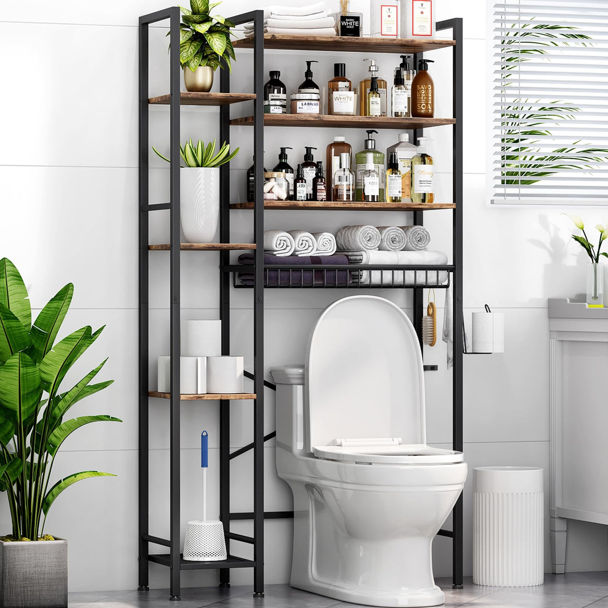 8-Tier Over The Toilet Storage with Side Rack, Over Toilet - Image 1