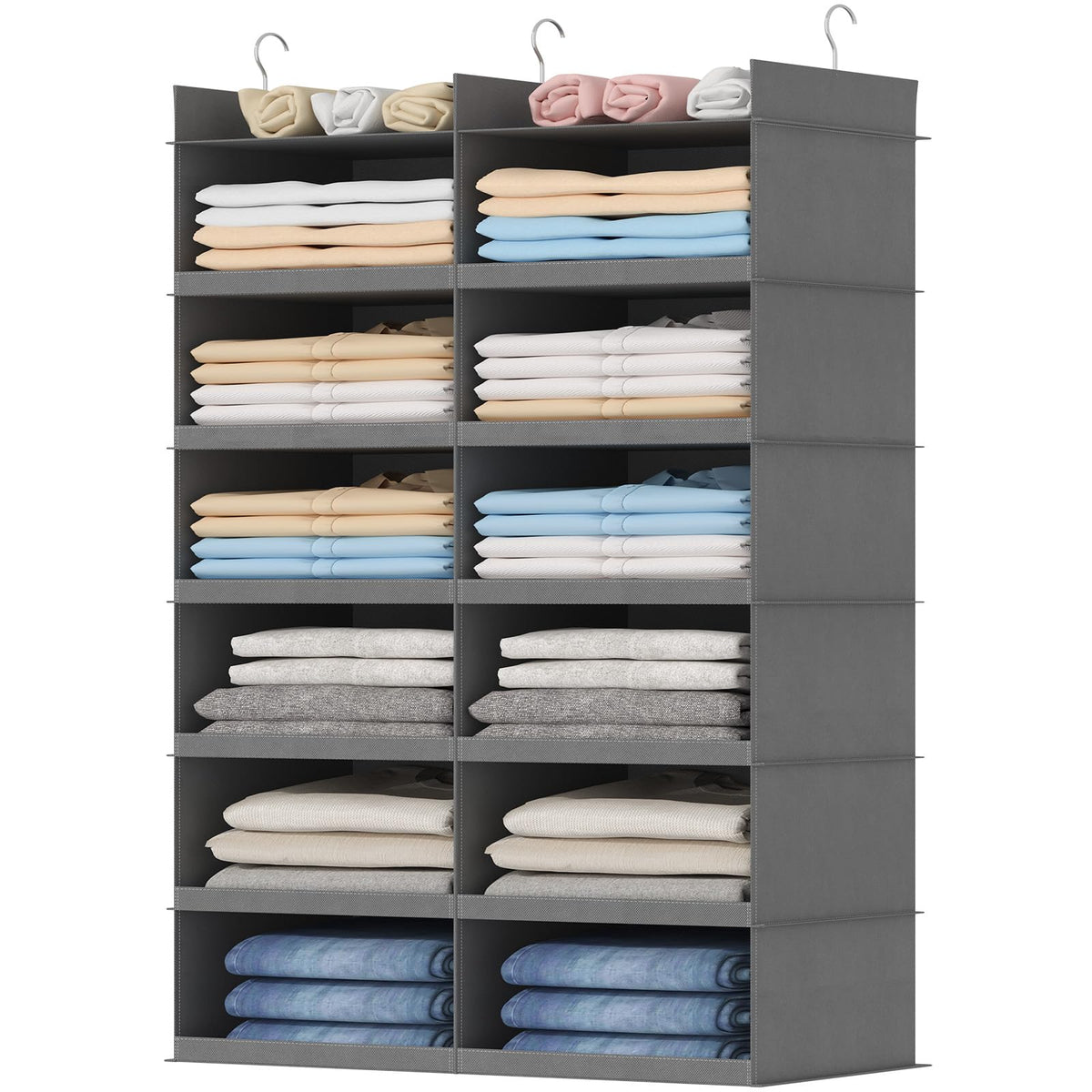 Lifewit 12 Sections Dual-Row Shelf Hanging Closet Storage - Image 1