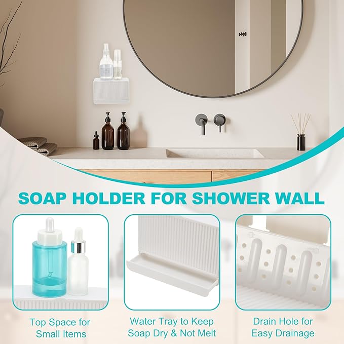 uxcell 2 Pack Dust-Proof Soap Holder, Wall Mounted Soap Dish for Shower Wall No-Drill Adhesive Shower Bar Soap Holder for Bathroom(Gray, 6.3 x 4.33 Inches)