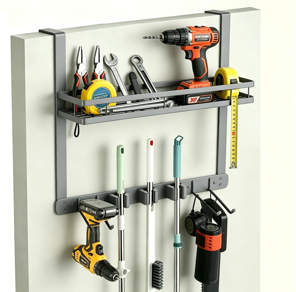 Over Door Tool Organizer, Heavy Duty Utility Rack with 3 Slots - Image 1