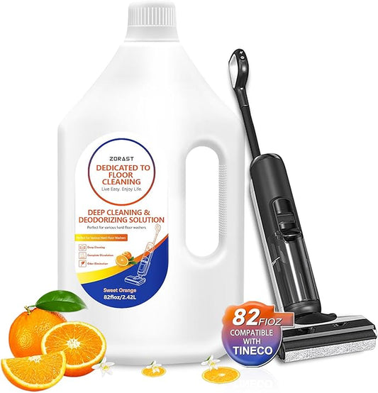 Floor Cleaning Solution Sweet Orange Scent, 82 Fl Oz,Compatible with Tineco S3/S5/S7 Pro & iFloor 3/5 (No Steam), Cleans for Multiple Hard Floors, Deep Deodorization Free StainBusting