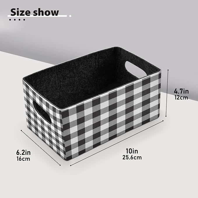 Kcldeci Black and White Plaid Storage Bins and Baskets for Organizing, Buffalo Check Plaid Sturdy Foldable Storage Baskets for Shelves, Closet, Nursery, Toy