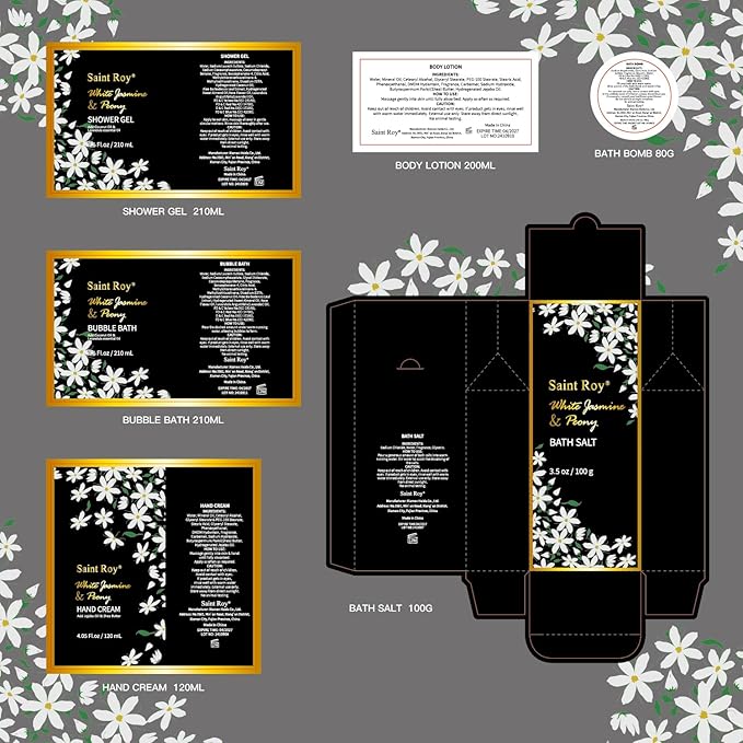 11 Pcs Spa Day Gifts for Women, White Jasmine & Peony Spa Gift Basket Set, Self-Care Relaxation Kit, Nail Clippers Set, Bath & Body Care Set, Bomb, Birthday, Mother's Day, Christmas, Anniversary