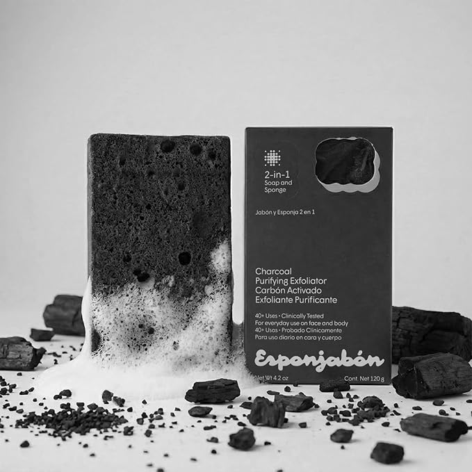T.Taio Esponjabon Mother of Pearl, Charcoal, and Coffee Soap Sponges — Shower Scrubbers That Remove Oil and Dirt — Sponges to Scrub Foot, Elbow, and Face — Bathroom Accessories — Fresh Scent (3-Pack)