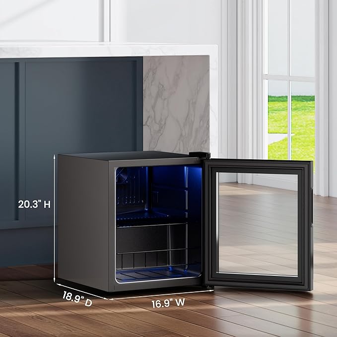 Yeego Beverage Refrigerator Cooler, 65 Cans Drink Mini Fridge with Glass Door for Soda Beer or Wine, Beverage Cooler with 34°F-54°F Digital Temperature Control for Home, Office, Bar
