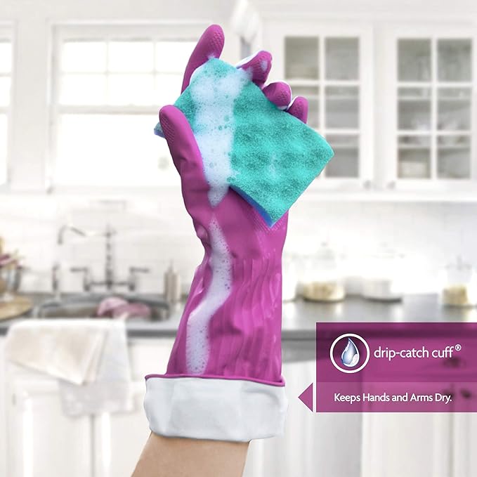 Playtex Living Reuseable Rubber Cleaning Gloves, Color May Vary (Small, Pack - 3)