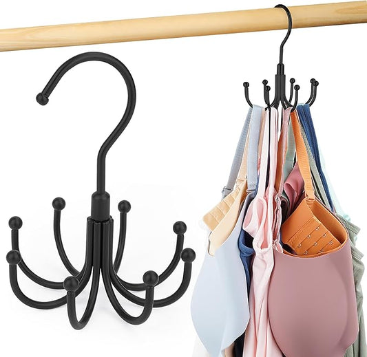 Tank Top Hanger, Rotatable Bra Hanger for Closet, Max 24 Capacity Metal Tank Top Holder Storage Space Saving Sport Bra Organizer, Black