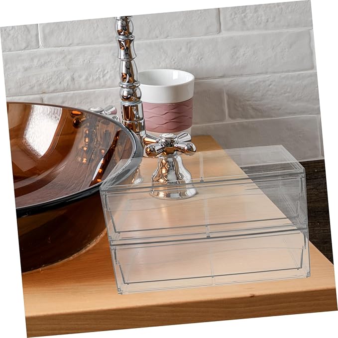 2pcs Acrylic Makeup Organizer Lids Storage Boxes Lids Decorative Storage Boxes for Desktop Extra Makeup Organizer