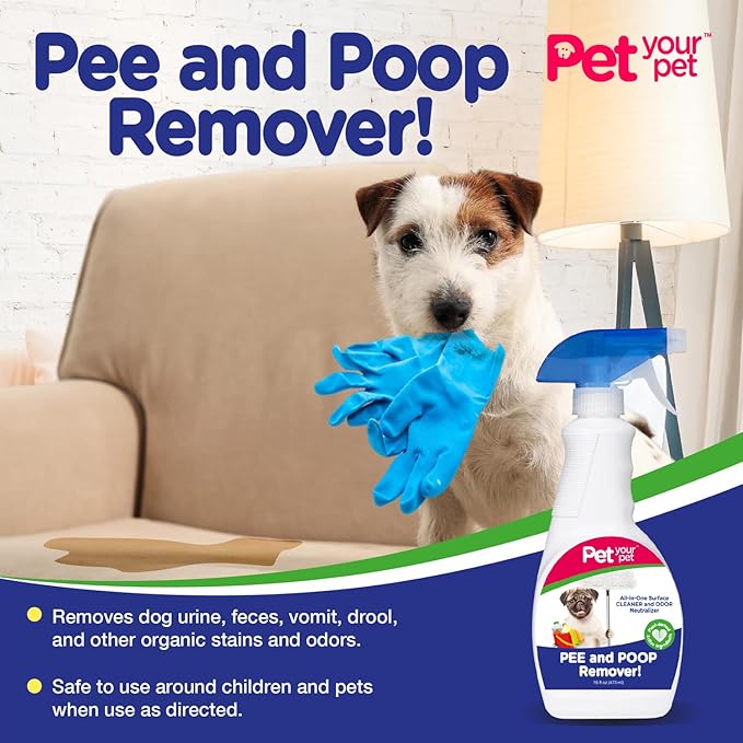 Dog Pee and Poop Remover – All-in-One Pet Stain and Odor Remover with Plant-Derived Ingredients – Stain and Odor Removers for Upholstery, Carpets & Hard Floors
