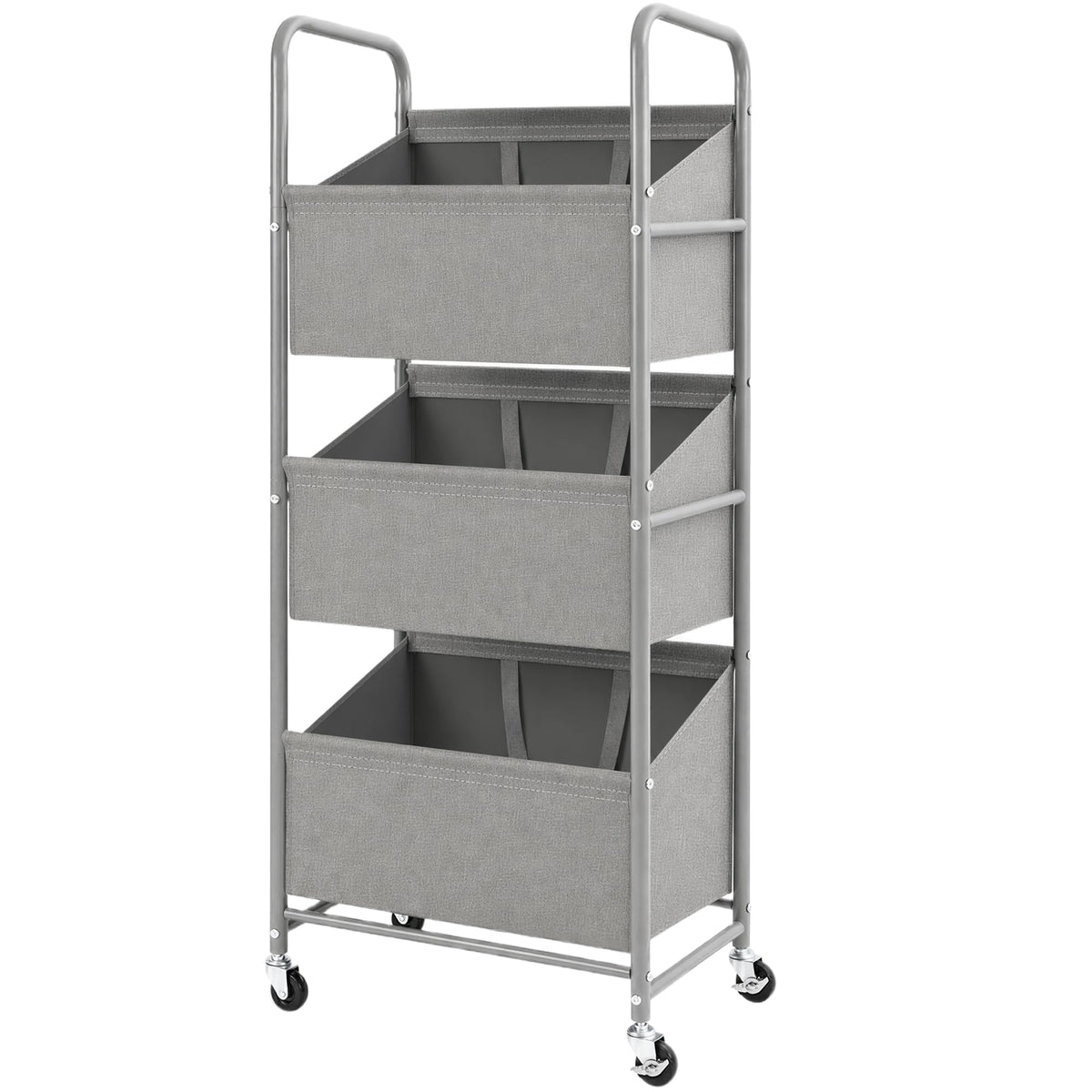 3-Tier Vertical Rolling Laundry Hamper, Removable Bags - Image 1