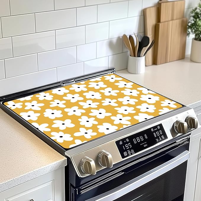 Decorative Electric Stove Top Covers, Heat Resistant Silicone Stove Cover Mat, Stove Top Protectors for Electric Flat Glass Stoves, Adds Extra Counter Space for Small Kitchens and Apartments