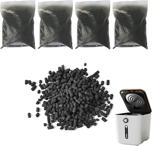 4-Pack (2 pounds) Activated Charcoal Filter Refill for IDOO Kitchen Waste Composters, Odor-Absorbing Replacement Carbon Compatible with IDOO 3L Indoor Electric Composter