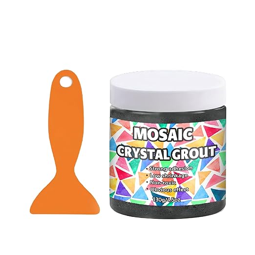 Mosaic Crystal Grout, Mosaics Tile Tools, Mosaic Tile Accessories – Essential for Handmade Grouting and Perfect for DIY Craft Projects (Dark Gray, 4.5oz)
