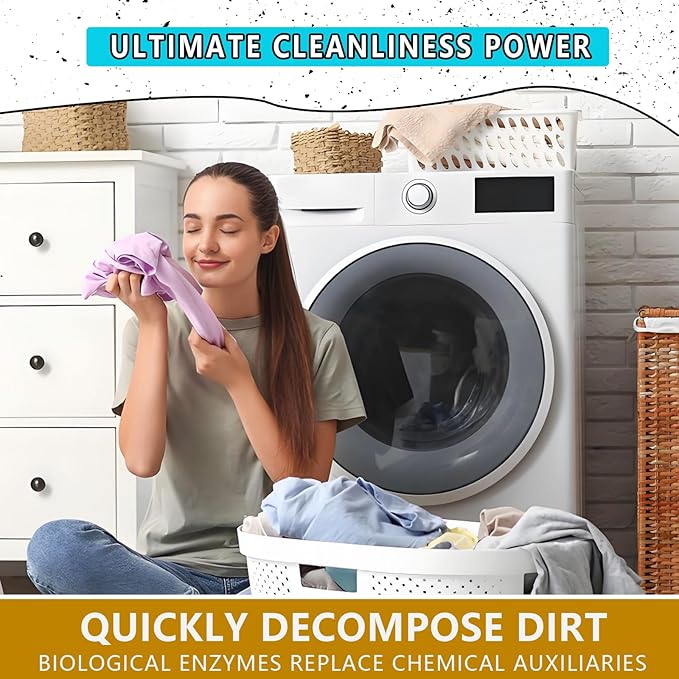 Bio Enzyme Laundry Booster Powder - Ultra-Concentrated Stain & Odor Remover for Whites & Colors | Oxygen Bleach Alternative | Non-Toxic, Biodegradable Formula | Works in All Washing Machines (5 lb)
