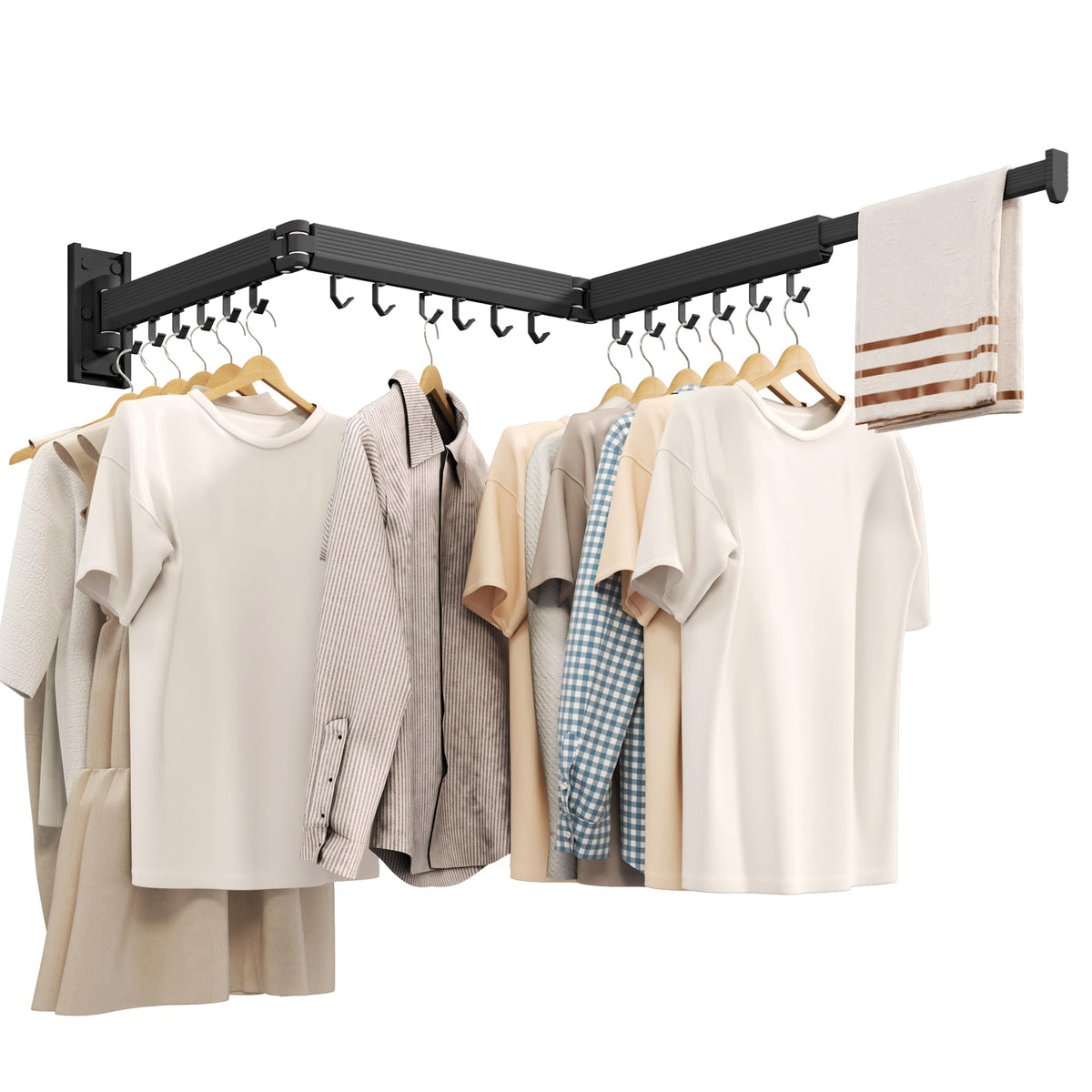 Wall Mounted Tri-Fold Clothes Drying Rack, Heavy Duty - Image 1