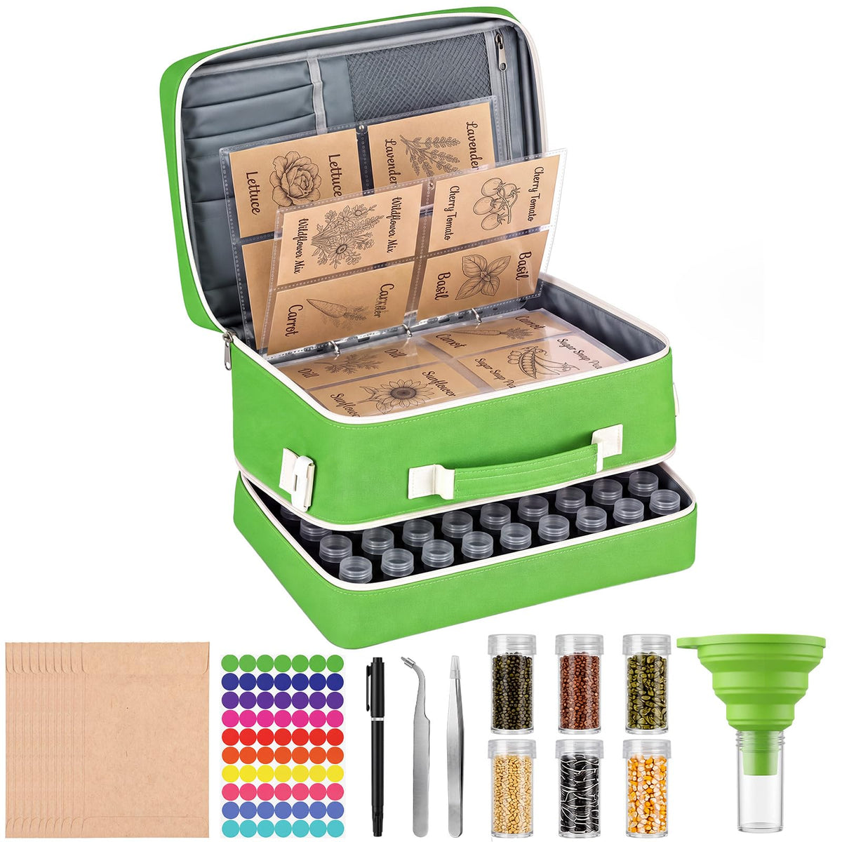 2 Layer Seed Storage Organizer Kit Large Capacity Seed Binder Bag - Image 1