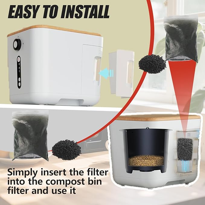 4-Pack (2 pounds) Activated Charcoal Filter Refill for IDOO Kitchen Waste Composters, Odor-Absorbing Replacement Carbon Compatible with IDOO 3L Indoor Electric Composter