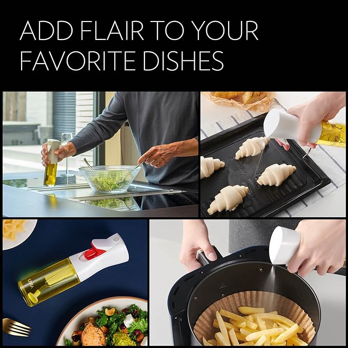FLAIROSOL OLIVIA Oil Sprayer for Cooking, 2 Pack Olive Oil Spray Bottle130ml Glass Oil Sprayer Mister for Salad, BBQ, Continuous Spray with Portion Control