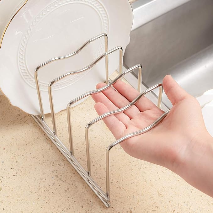 SANNO Pot Lid Organizer Pot Lid holder, Pots and Pans Organizer Drawer Plate Organizer Expandable Pull Out Kitchen Cabinet Organizers and Storage, Cabinet Sliding Shelf Under Sink Shelf