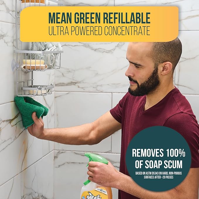 Mean Green Refillable Ultra Powered Concentrate Bathroom Cleaner, Tropical Breeze, 14.3 Ounce, 6 Pack