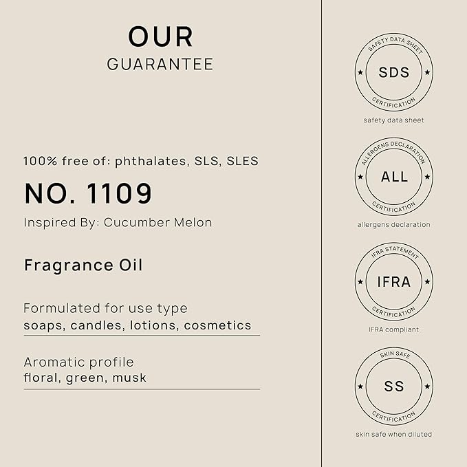 VINEVIDA [16oz] Cucumber Melon Fragrance Oil for Candle and Soap Making - Made in USA Natural Scents
