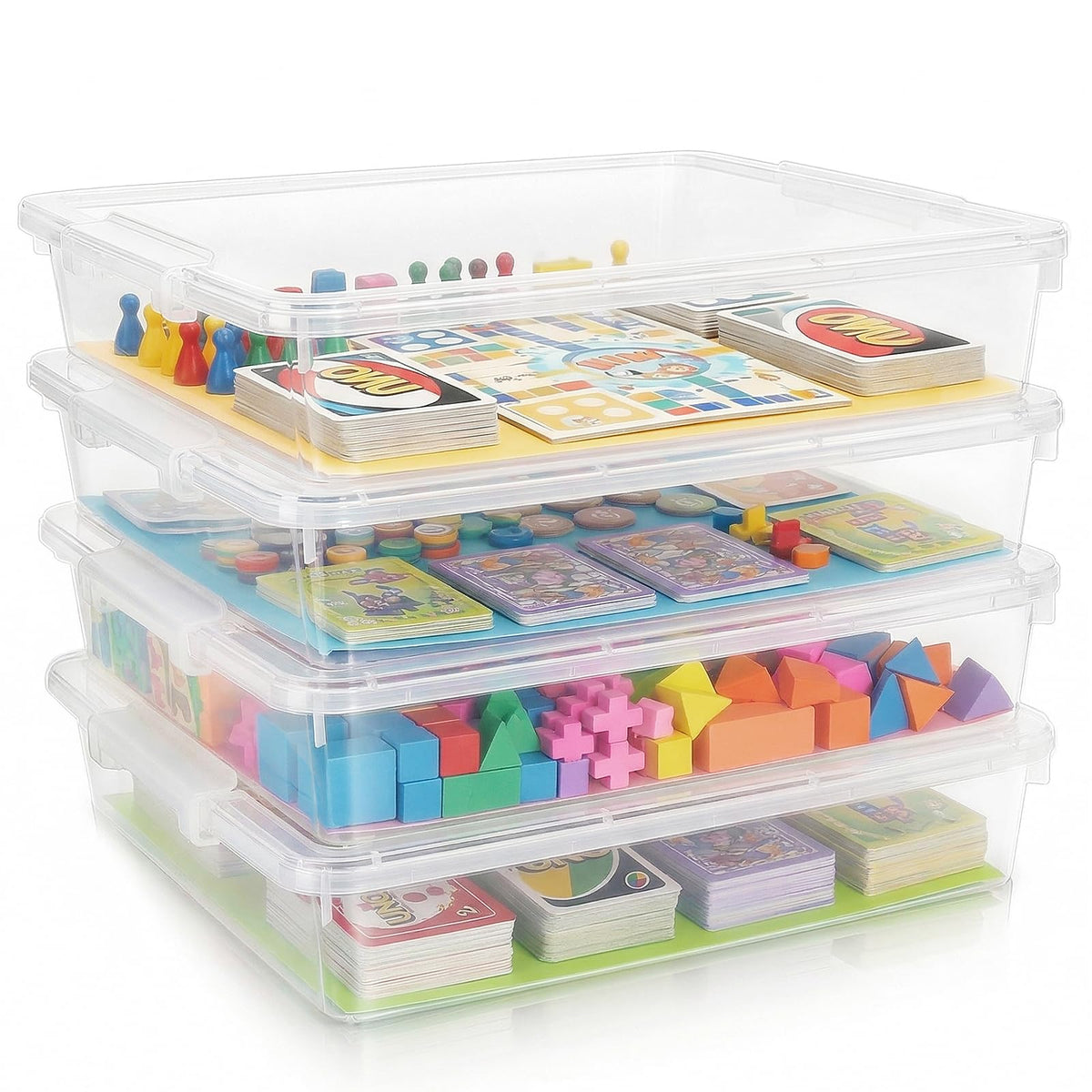 4 Pack Board Game Storage, Large Plastic Storage Bins - Image 1