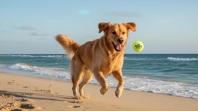 The Dog's Balls Dog Tennis Balls for Dogs, Yellow, 12-Pack - Non-Abrasive Felt Fetch Balls, Tough Rubber Core, Float in Water, Fits Standard Launchers