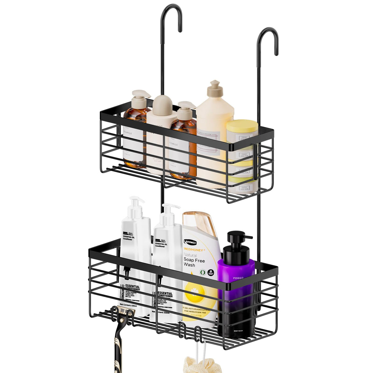 SHANSHUI Shower Hanging Caddy, Double Bathroom Showers Organizer - Image 1