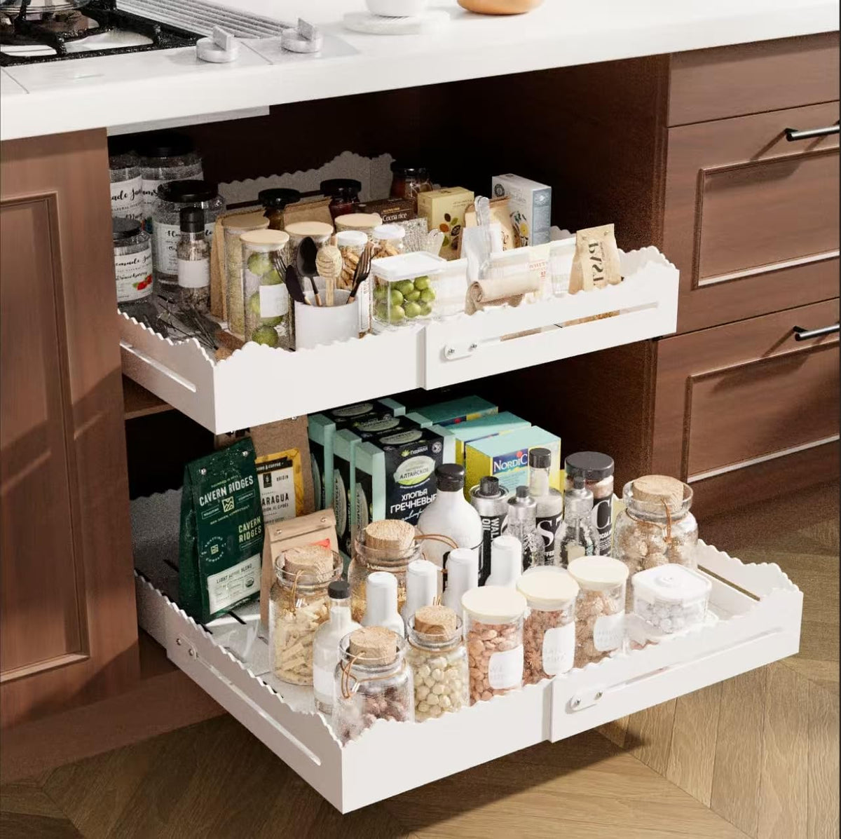2 Pack Pull Out Cabinet Organizer, Expandable Width | Pull Out Organiz - Image 1
